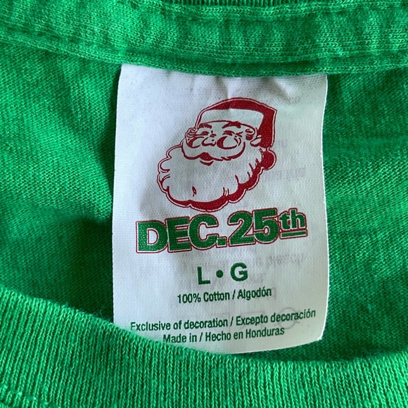 Christmas Shirt Adult Large Green Faux Button Up Short Sleeve Santa Ugly Sweater - Picture 4 of 9